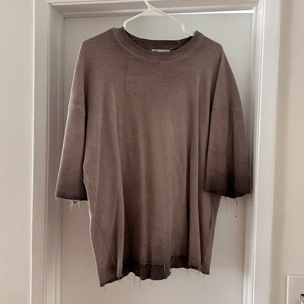 Zara Brown Ribbed Top
